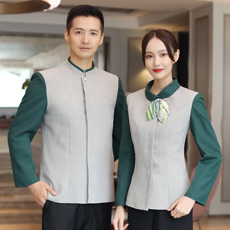 

Catering Work Women's Autumn and Winter Clothes Chinese Hot Pot Restaurant Lobby Food Delivery Wai