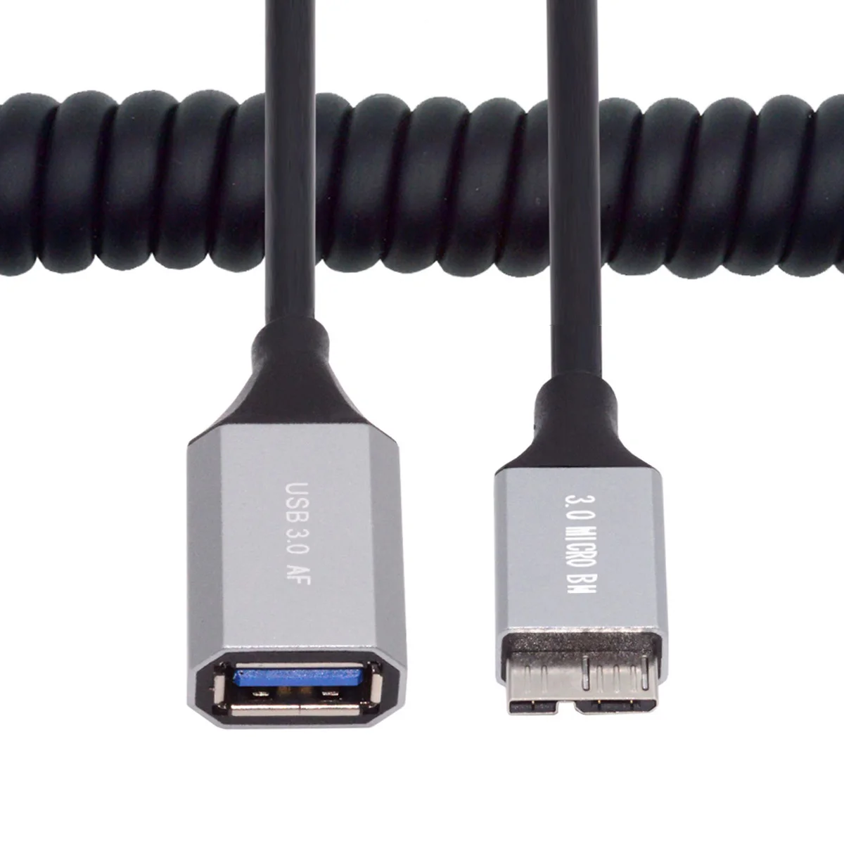USB 3.0 Type-A Male to USB3.0 A Female Stretch Coiled Cable 1M Extension 5Gbps for Disk SSD Camera Data