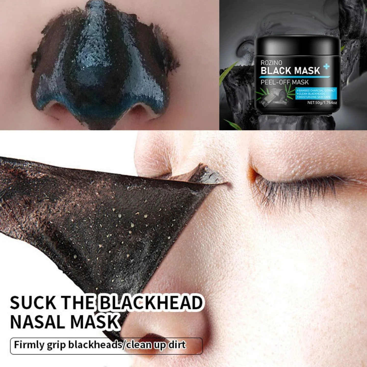 

Blackhead removal application tear-off full face mask oil control bamboo charcoal cleaning blackhead absorption acne removal