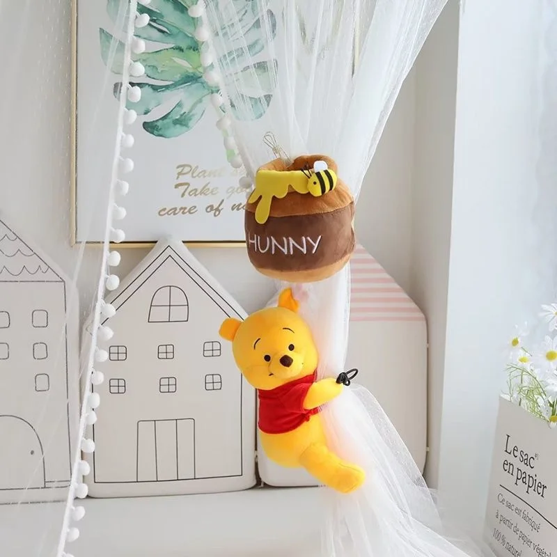 

Disney Winnie Pooh Honeypot Plush Curtain Tie Rope Home Decor Doll Cute Cartoon Curtain Clip Holder Taping Kawaii Accessory