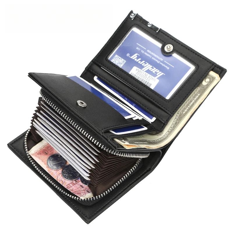 Men wallet PU leather fashion casual organ card holder men purse zipper male fold wallets