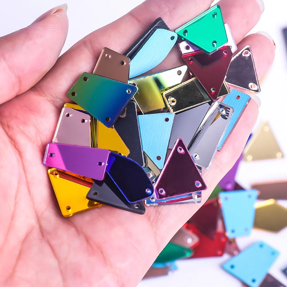 VC Mixed Shapes Colors and size Acrylic Mirror Sew Rhinestones Inregular Stones Crystals Strass For DIY Wedding Decorations