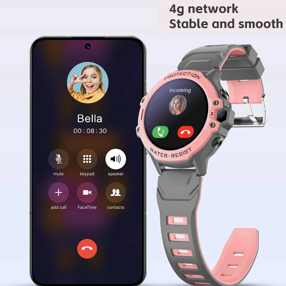 الأطفال Smartwatch أطفال 4G مكالمة فيديو الدردشة الساعات الذكية طالب 1.28 "مقاوم للماء واي فاي LBS الموقع 700Mah بطارية حاسبة