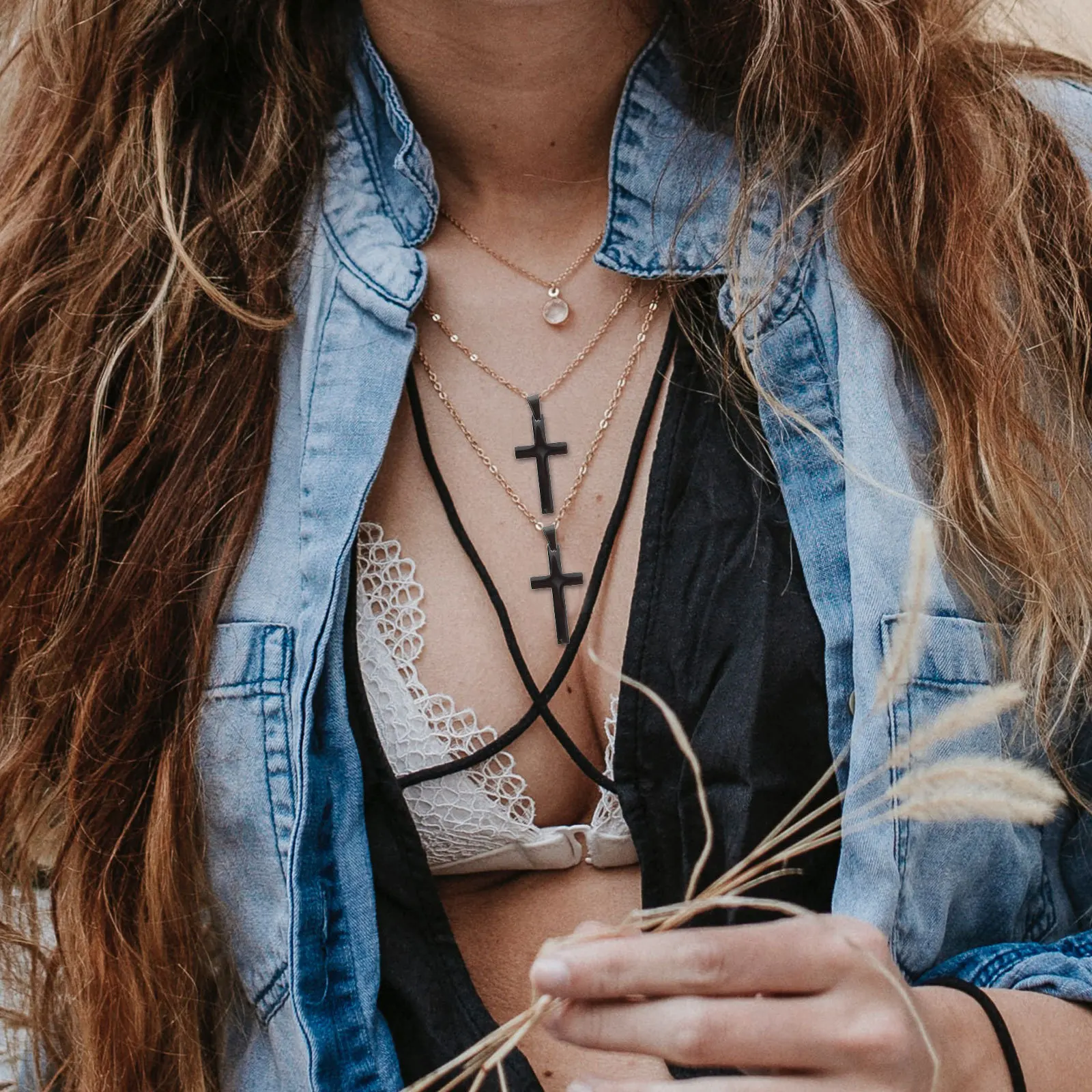 

3pcs Necklace Cross Pendant Durable Simple Hanging Ornament For Diy Jewelry Making Key Chain Bracelet Decor Accessories