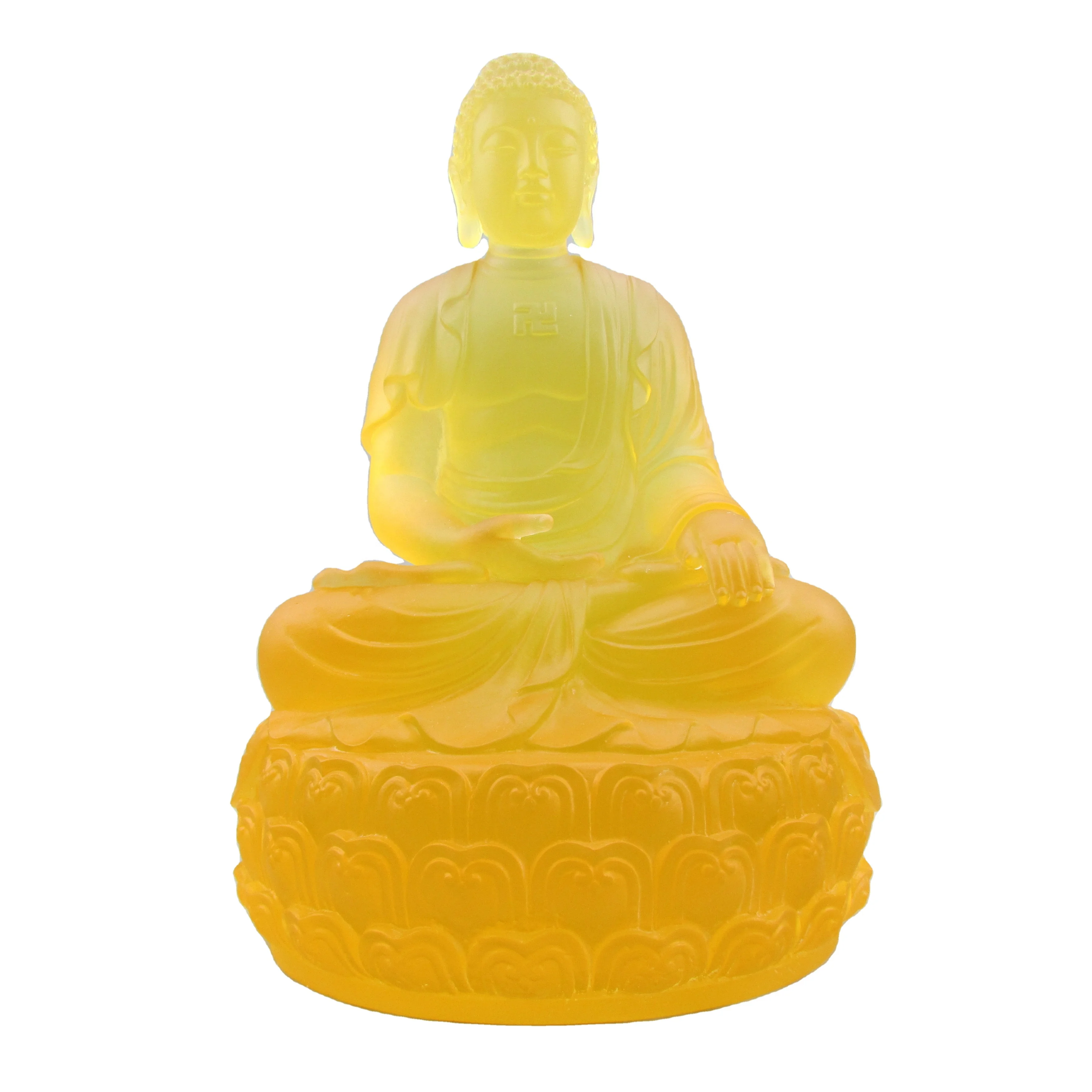 *&r Museum-Grade Oversized Glass Medicine Buddha Sculpture Handcrafted Sacred Art Ornament for Temples & Spiritual Spaces