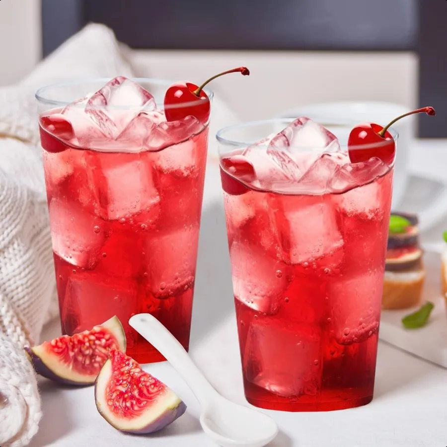 100個入り 12オンス クリアプラスチックカップ 透明プラスチックカップ おしゃれな透明プラスチックカクテルカップ 結婚式 感謝祭 クリスマスパーティー用