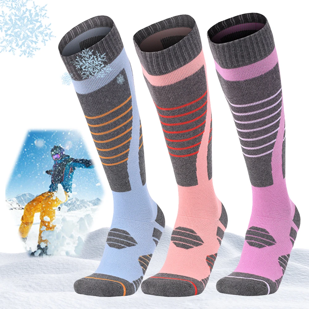 

1 Pair Cycling Soccer Snowboard Socks Winter Warm Thickening Ski Stockings for Women Outdoor Skiing Cycling Running Hiking