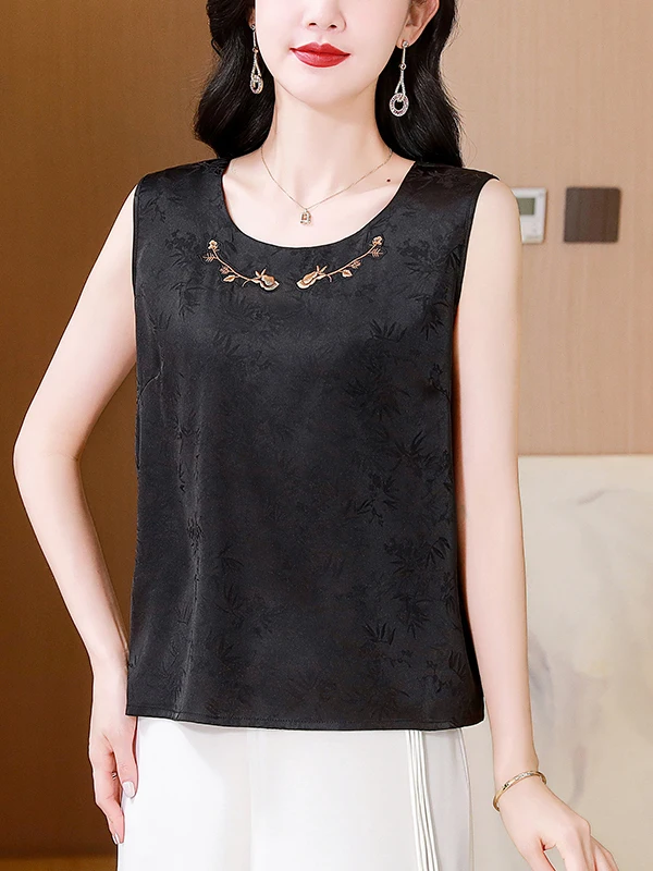 

Silk Embroidered Women's Svel Tank Top Brand Xiangyun Silk Vest Summer Base Layer Garment Commute Sle Loose Fit Pure ...