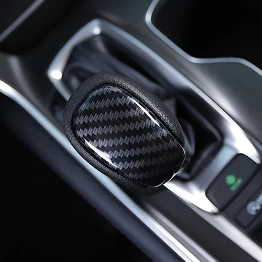 Wooeight ألياف الكربون نمط والعتاد التحول رئيس رافعة مقبض غطاء ملصق مرآة الرؤية الخلفية الكسوة صالح لهوندا أكورد 10th 2018 2019