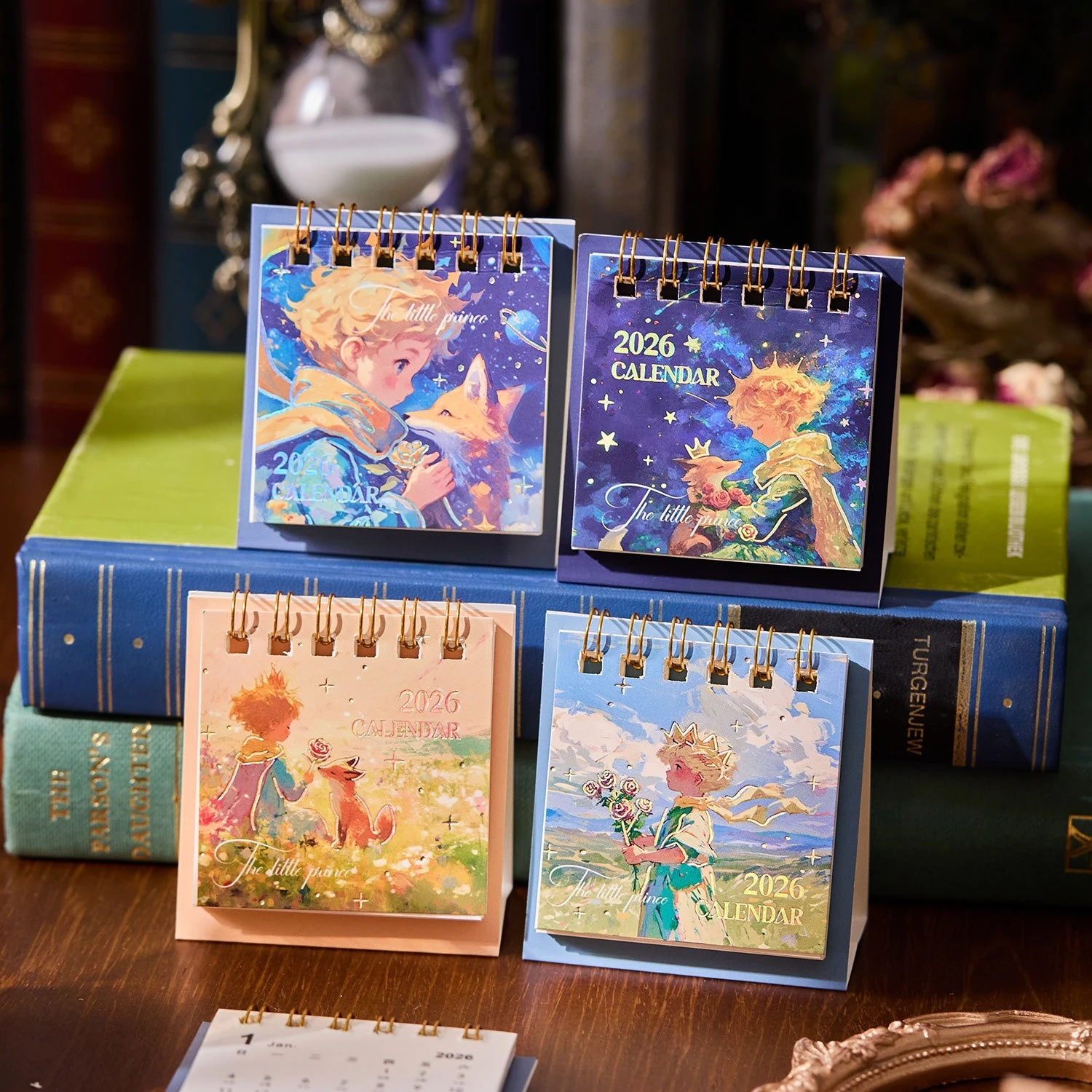 

1PC Mini Calendar Style Living in the Rose Series High Beauty Hot Stamping Illustration Desktop Ornament