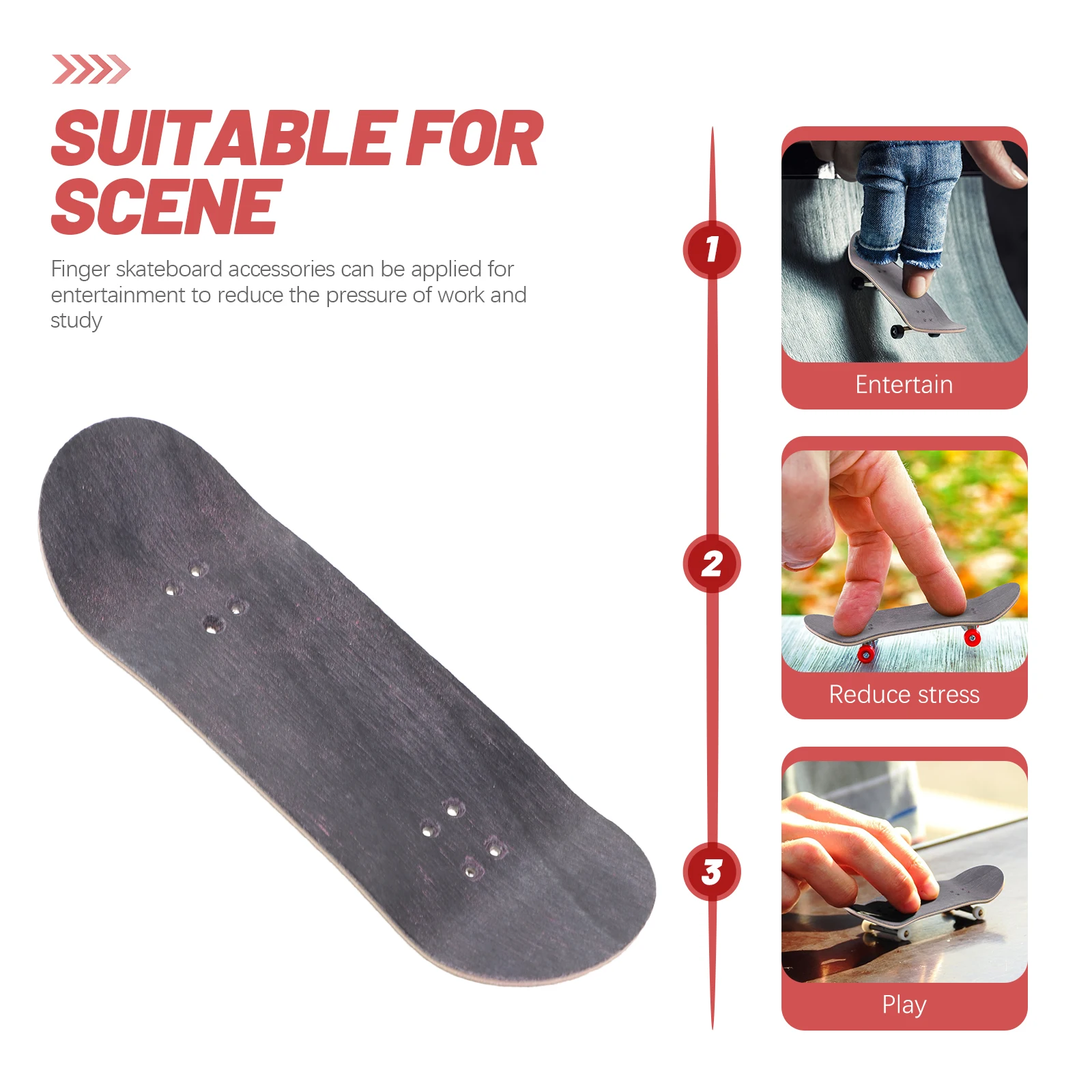 

Finger Skateboard Mini Maple Wood Lightweight Anti Slip Toys Kids Stress Relief Decor Mini Skateboard Deck DIY