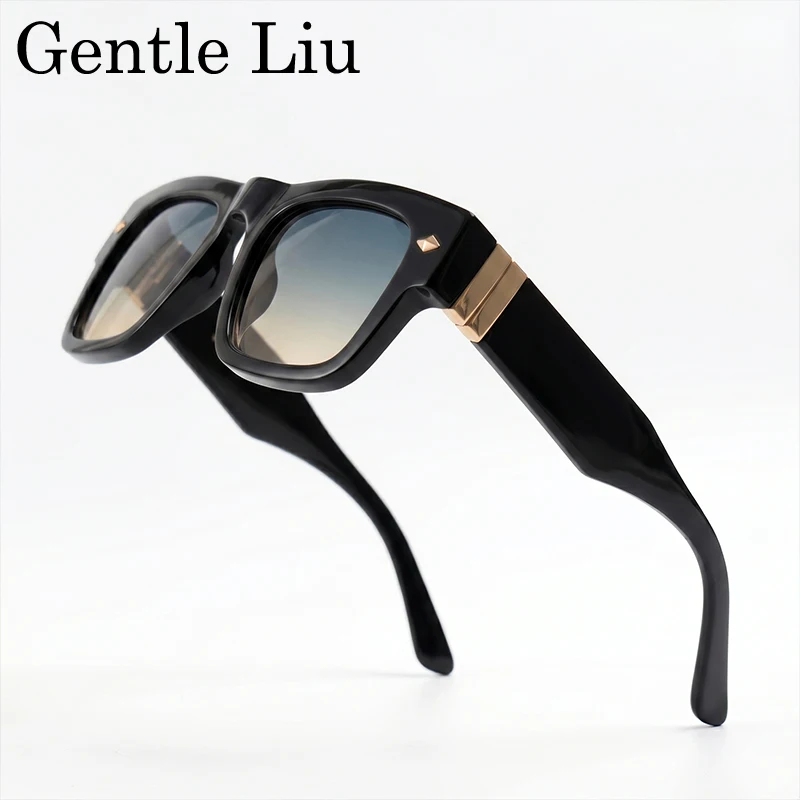 Retro Steampunk Square Photochromic Sunglasses Men Luxury Brand Design Oversized Thick Frame Rivet Sun Glasses For Male Eyewear