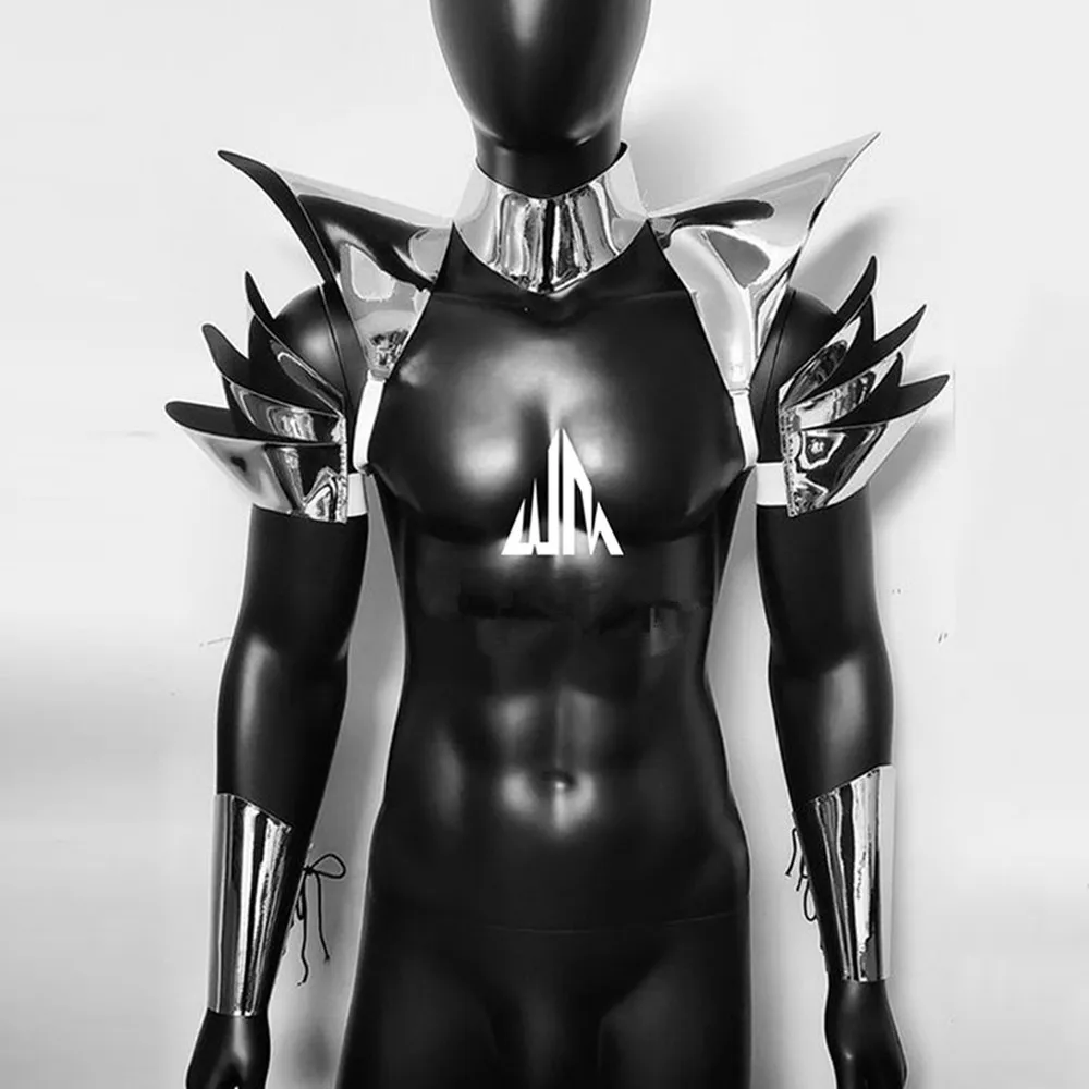 Golden Armor Flying Shoulder Accessories Nightclub Performance Cloting Male Gogo Dancer Outfit Carnival Festival Party Costume