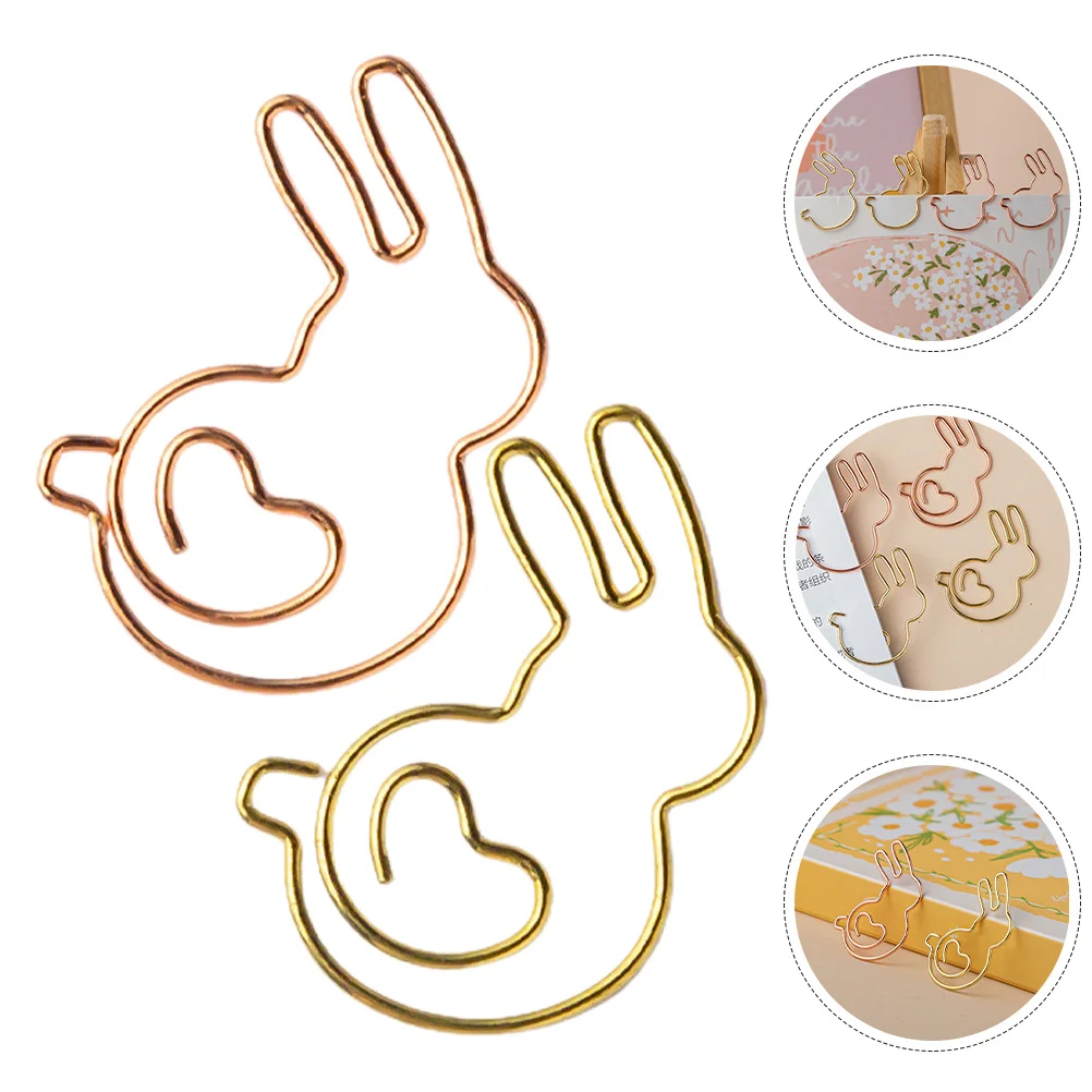 

30Pcs Decorative Rabbit Clips Bunny Shape Strong Steel Paperclips for Office Home File Fixing Convenient Stationery Supplies