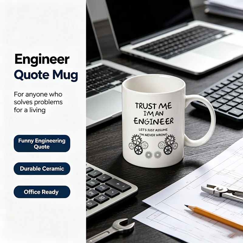 Funny Engineer Coffee Mug Unique Idea, Trust Me, I'm an Engineer Ceramic Cup White, 11 Oz