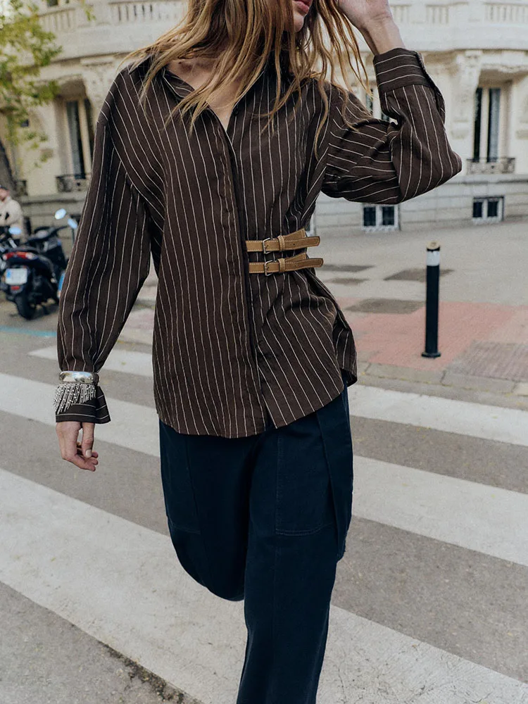 Faionable الحلو مخطط زر متابعة طويلة Sve الياقات irt جديد وصول شتاء 2025 ملابس نسائية الصينية التقليدية Sle #1