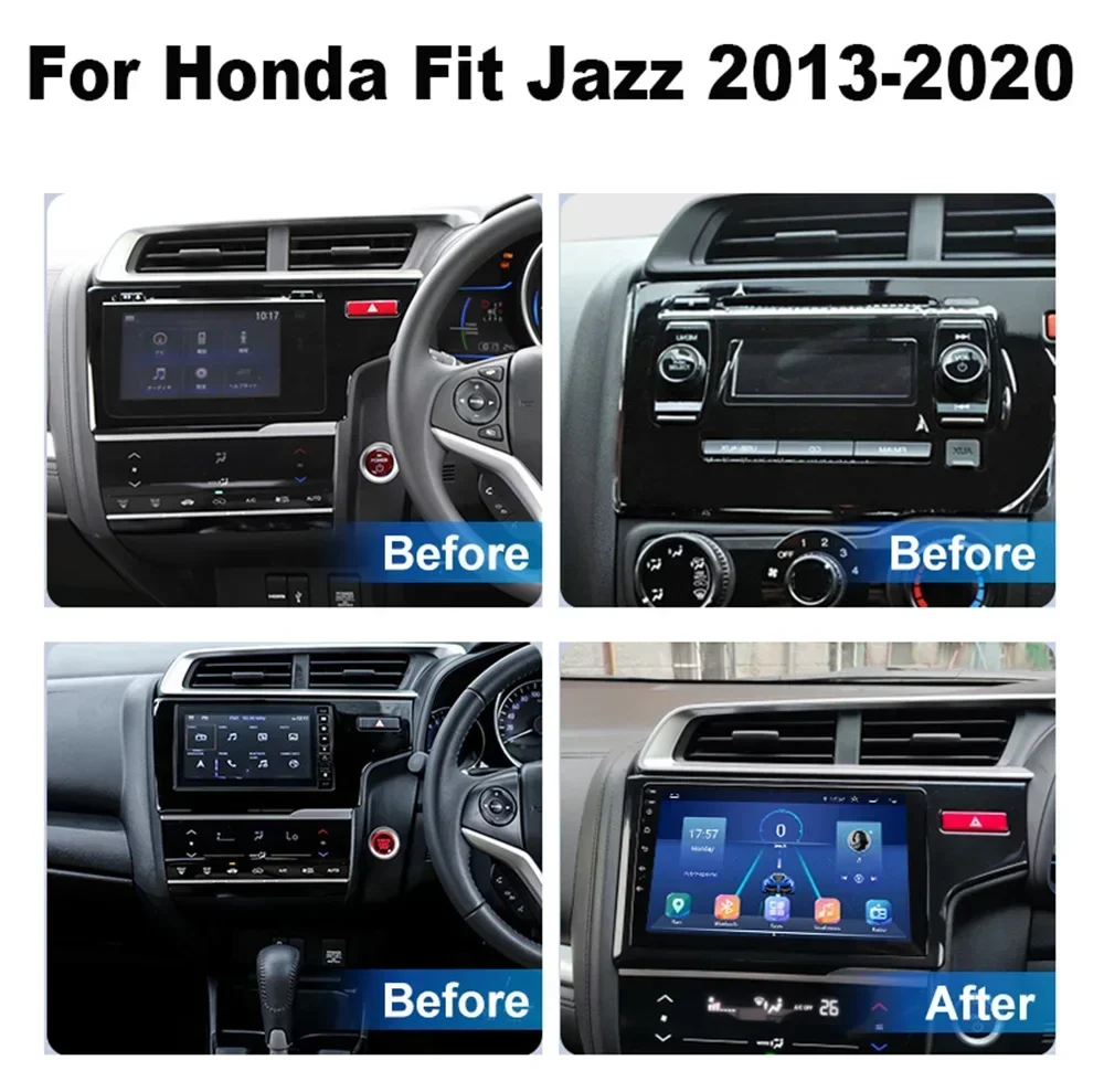 9\'\' Android Car Radio For Honda Fit Jazz 2013 2014 2016 2018 Stereo GPS Navigation Multimedia Player Screen Head Unit Tuning