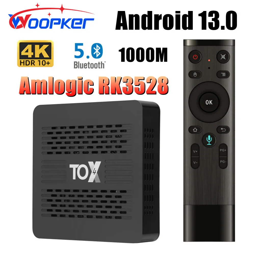 

Woopker TOX4 Smart TV box RK3528 Android 13 4GB 32GB BT5.0 AV1 1000M LAN 2.4G 5.8G Dual Wifi 4K Multimedia Player Set Top Box