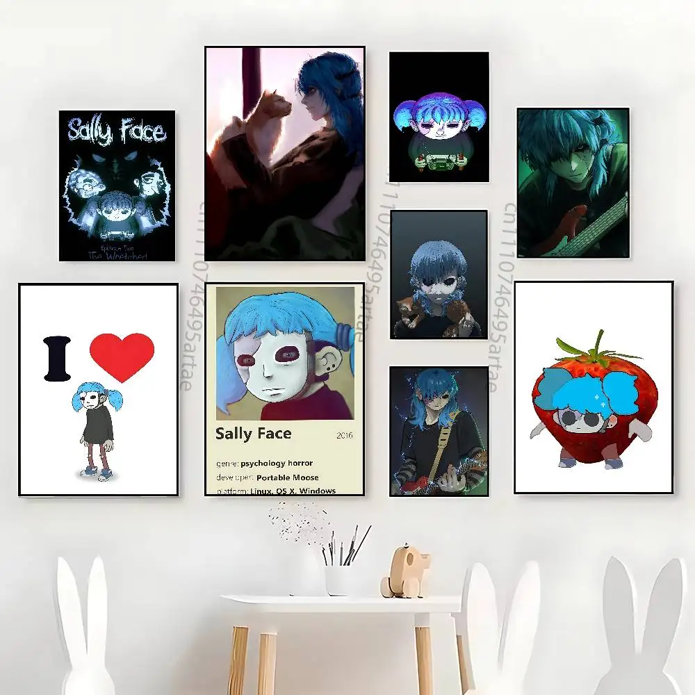 S-Sally Face Sal Classic Wall Art Canvas Print Poster Suitable for Home Living Room Decoration Painting