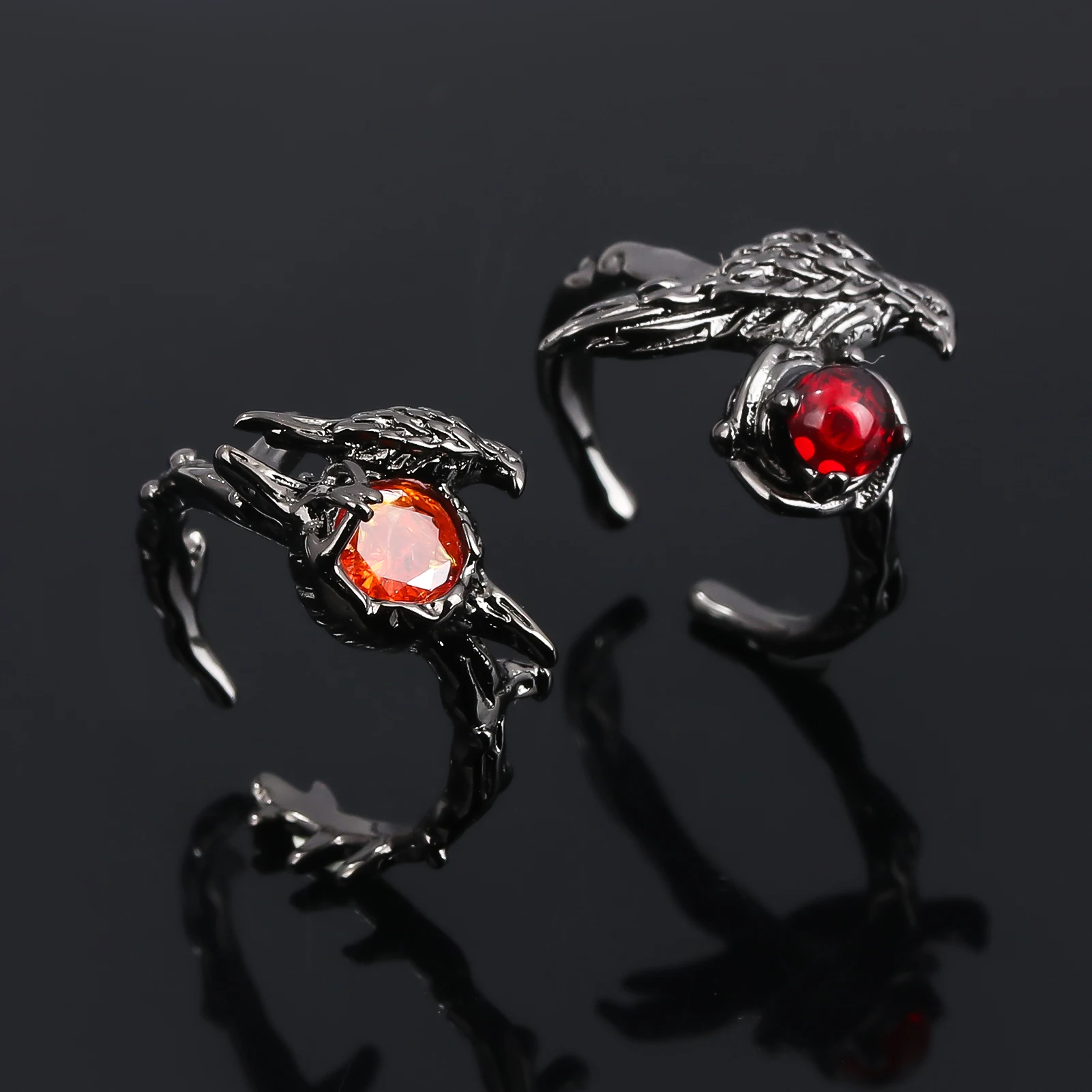 1 Piece Love and Deep Space Adjustable Ring Red Gem Raven Black Ring Couple Rings For Women Men Jewelry Accessories Gifts