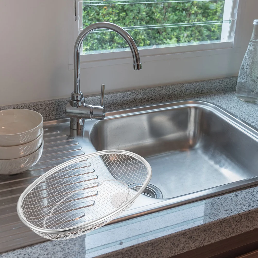 

1pcs Multifunctional Stainless Steel Basket 12.18 X 8.65 Inch Oval Mesh Drain Colander For Fruit Vegetable Washing Storage