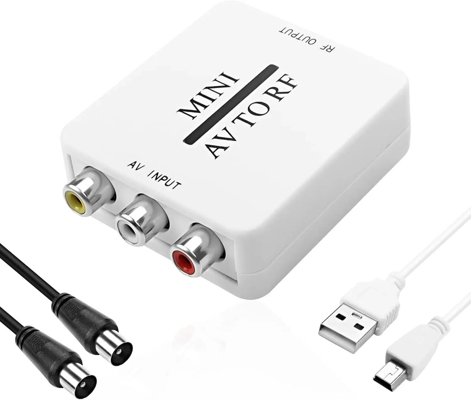 

AV CVSB to RF Video Adapter Converter AV to RF Scaler TV Switcher Support RF 67.25Mhz 61.25Mhz for TV VHS VCR DVD