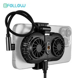 BFOLLOW 10W 2 in 1 Mobile Phone Cooler Wire Charging Cooling Fan with Clip Radiator Mount for Game Live Stream iPhone Samsung