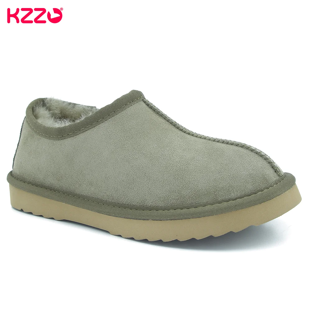 KZZO New Women Ultra Mini Winter Snow Boots Real Sheepskin Suede Leather Natural Wool Fur Lined Casual Shallow Ankle Warm Shoes