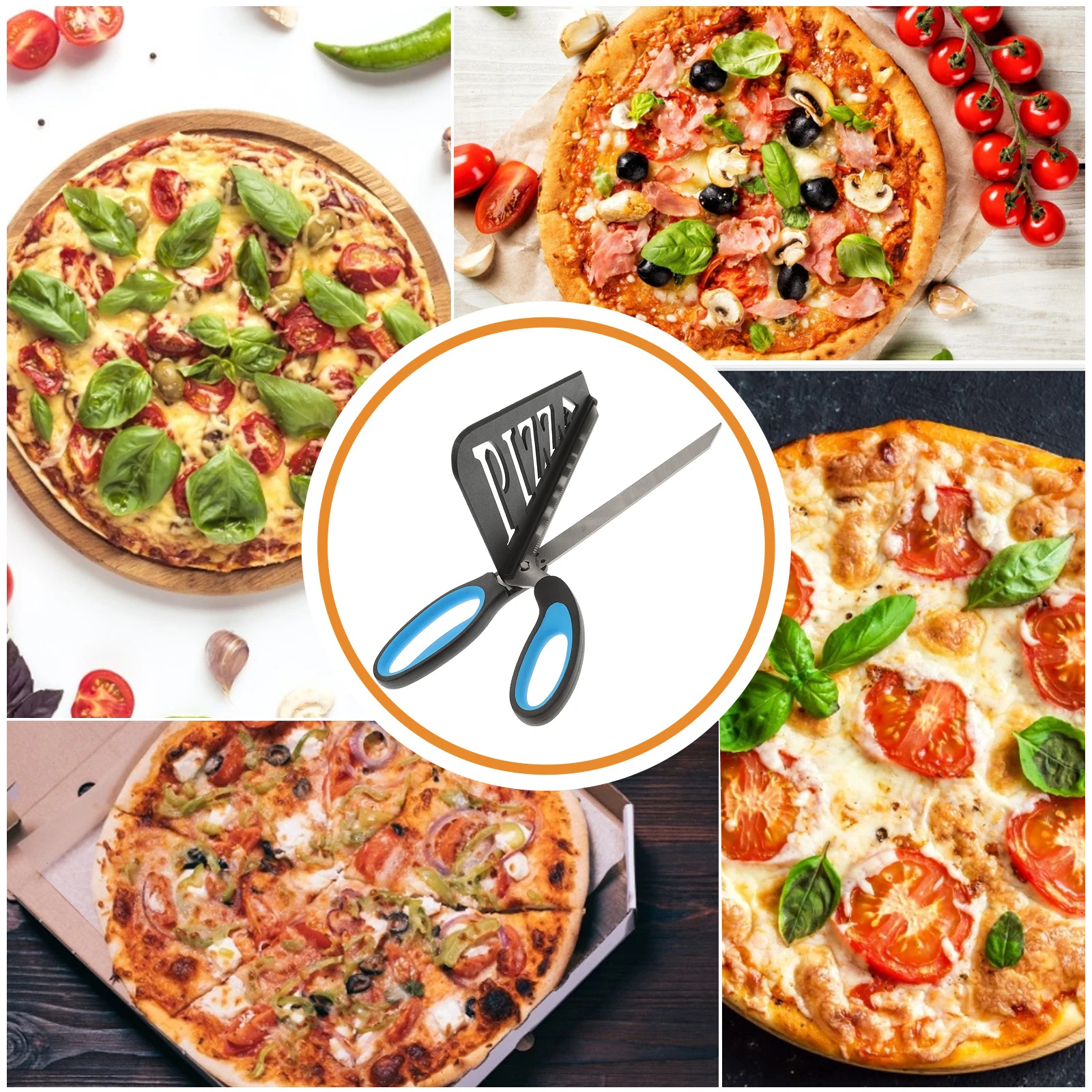 

2Pcs Pizza Scissors Delicate Edges Cutter Plastic Tool Kitchen Accessory Stainless Steel Lifelong Family Restaurant