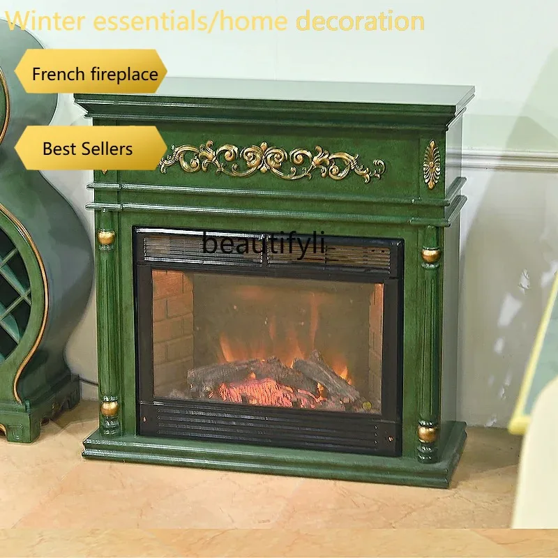 European Style Fireplace Heating Core Rack Decoration French Style Simulated Flame Electric Fireplace Cabinet American Sty
