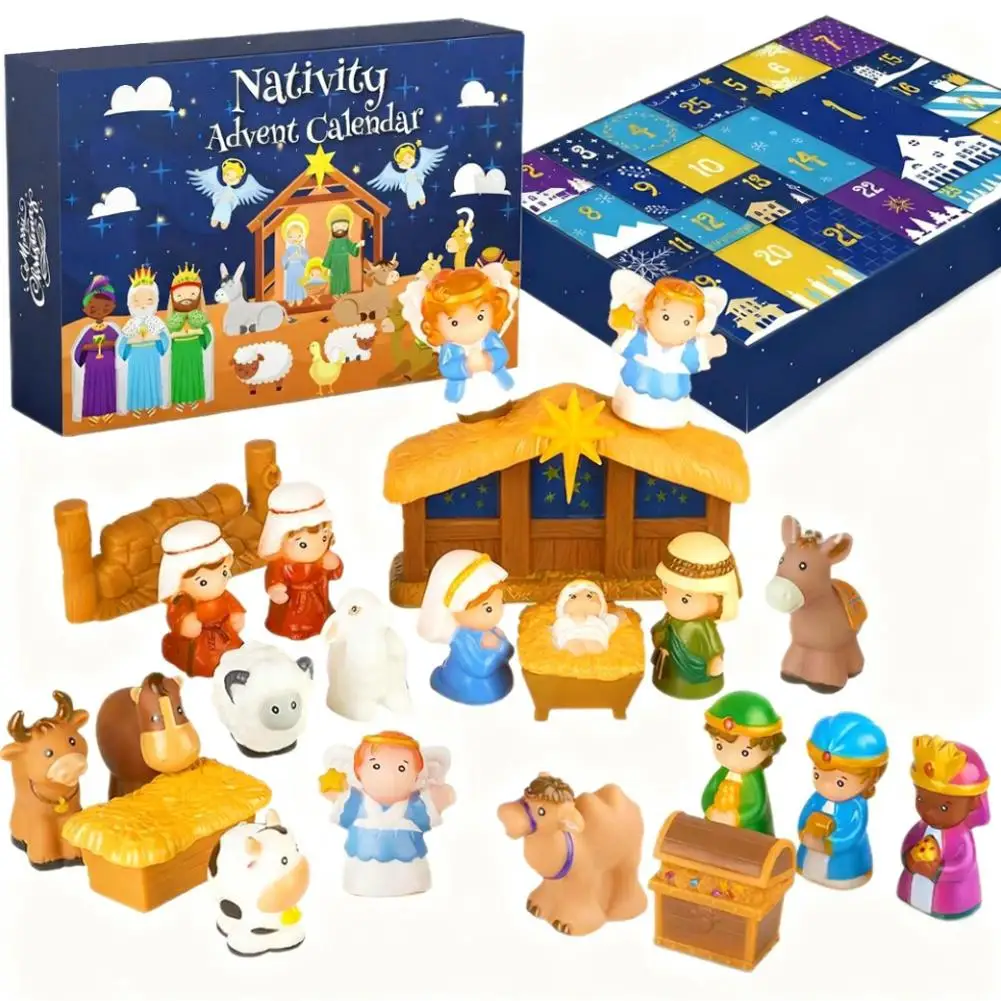 

Jesus Advent Calendar 2025 Christmas Countdown Calendar 24pcs Resin Craft Jesus Nativity Figurine Model Ornament Christmas Decor