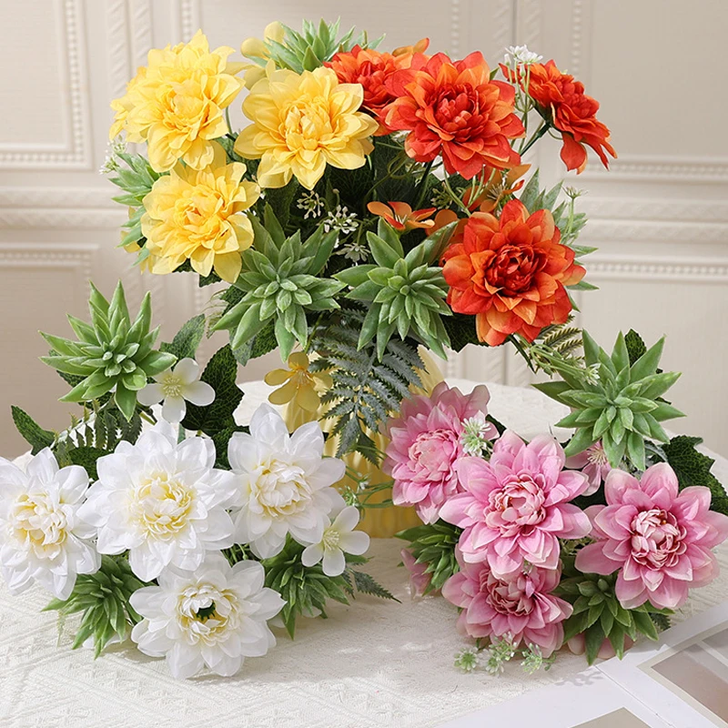 Artificial flower dahlias succulent home decoration party wedding decorations fake flowers