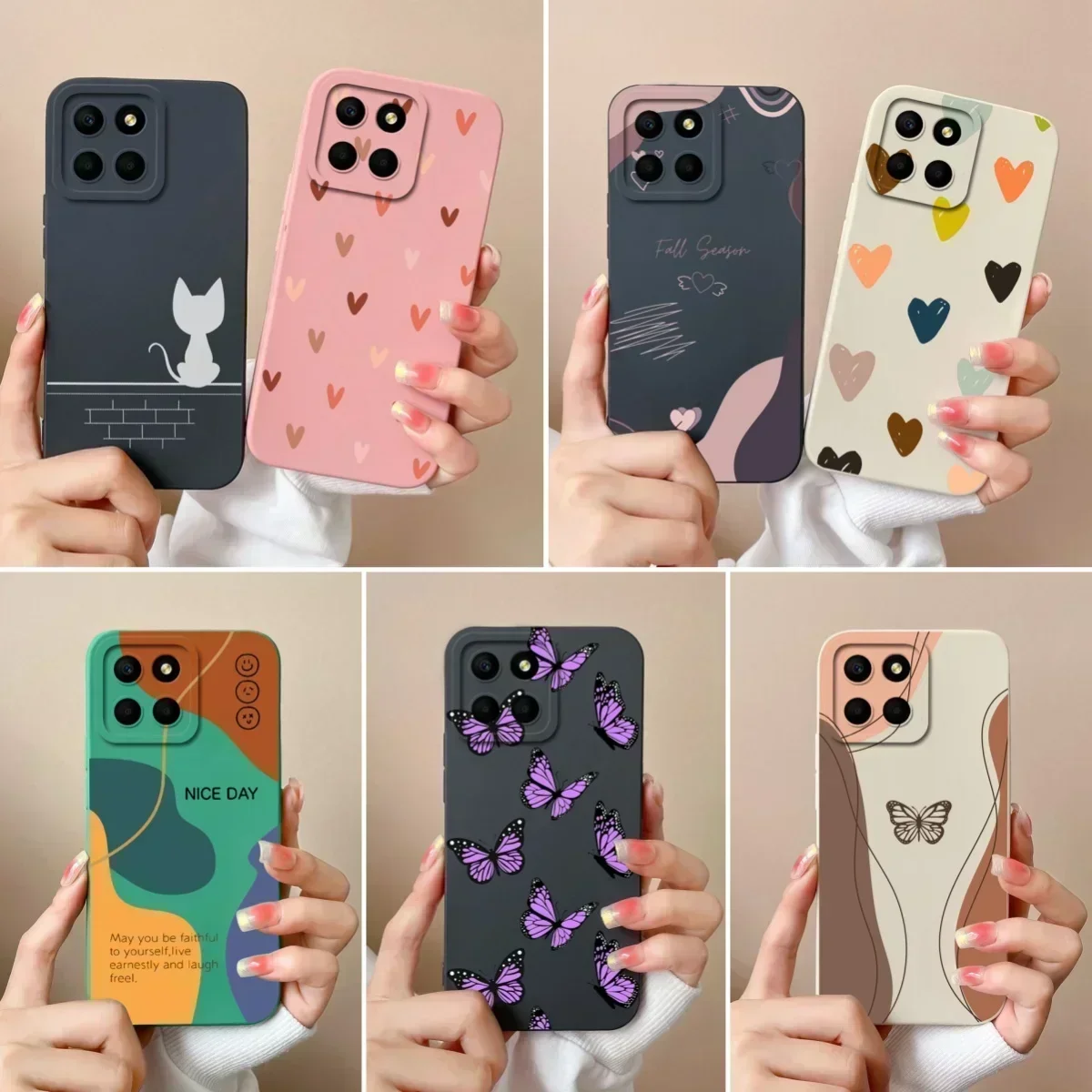 For Huawei Honor X6 X6S X6A Phone Case Butterfly Heart Liquid Silicone Camera Protection Back Cover For Honor X 6 X6 S A Funda