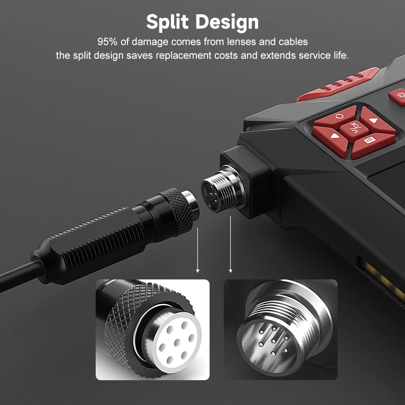 Dual Lens Endoscope Camera 4.3 Inch Screen HD1080P Aviation Plug Pipe Inspection Borescope Record Video LEDs Waterproof 2600mAh