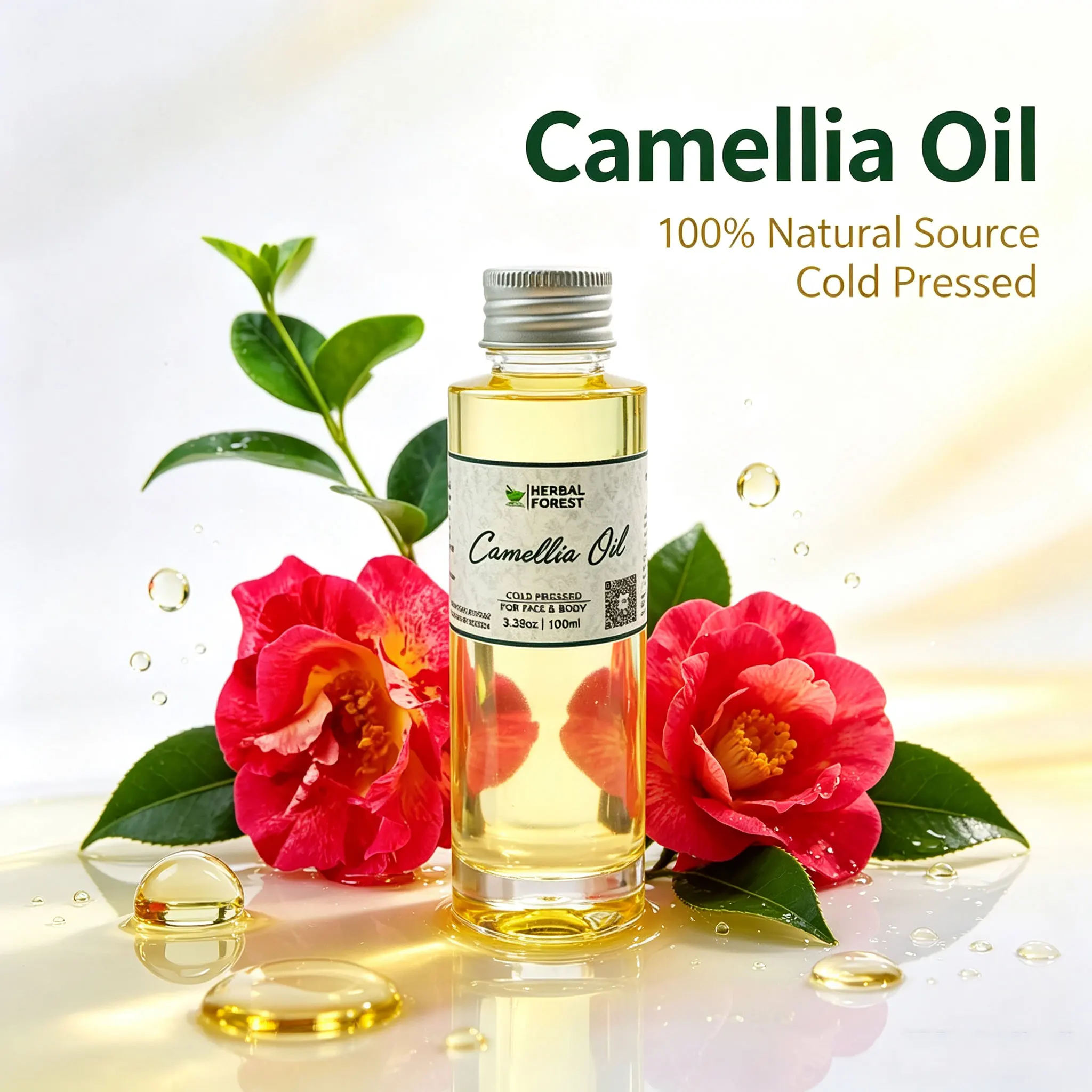 Natural Camellia Oil China Rich in Vitamins Antioxidant Increases Skin Elasticity Removes Wrinkles Increases Hair Shine Body Oil