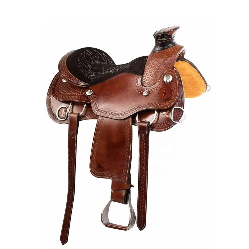 

Premium Handcrafted Denim Saddle Premium Quality Riding Gear Luxury Western Harness With Western Stirrups
