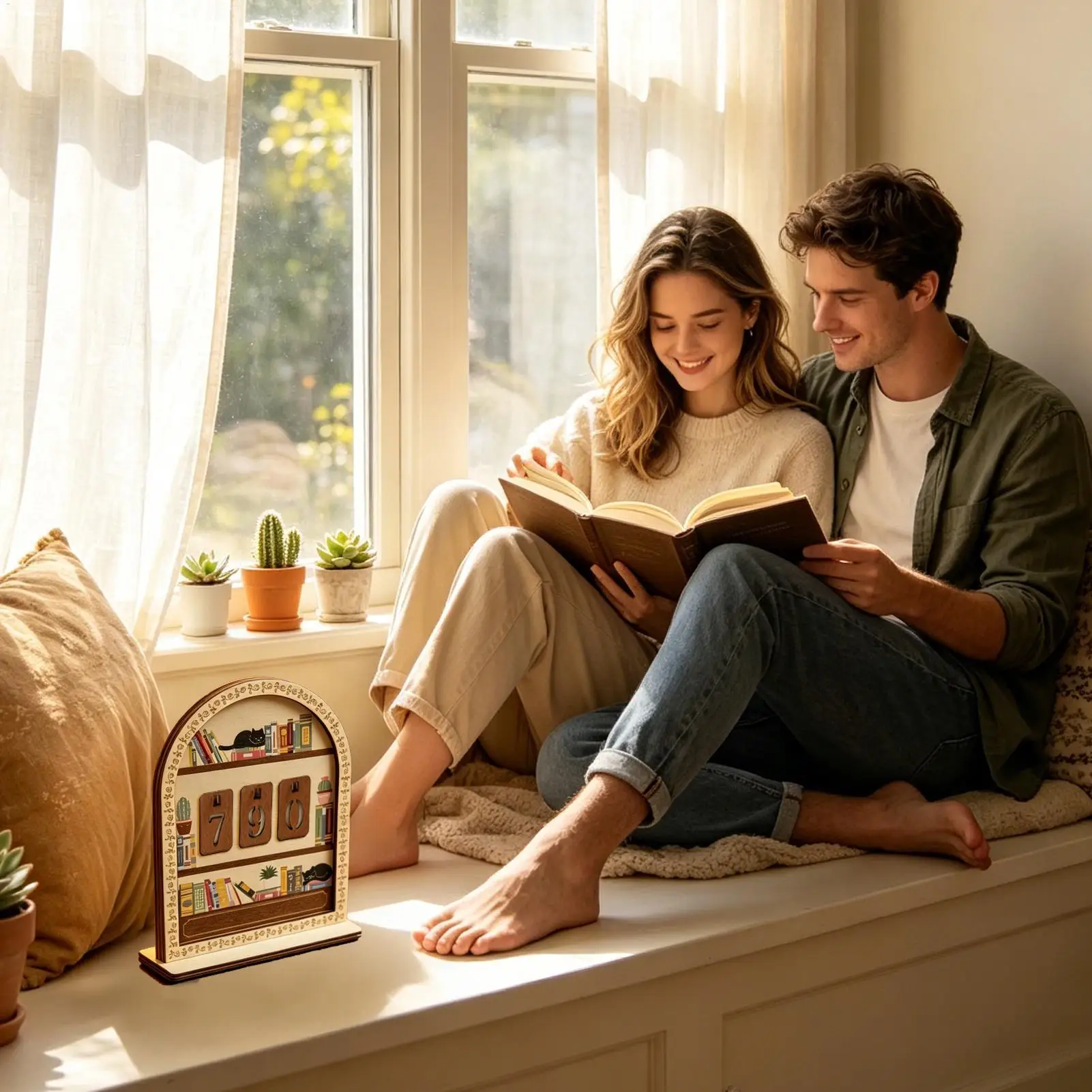 Wooden Book Read This Year Counter 0 to 999 Reader Decorations Sign for Classroom Home Librarian Book Lovers Women Men view 3