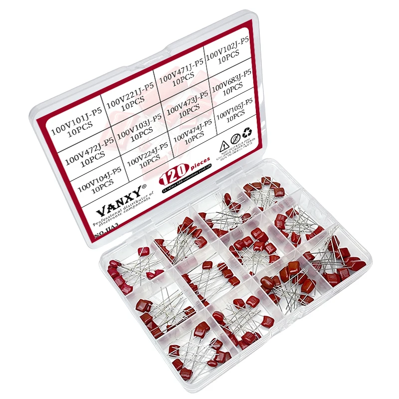 Condensateur 100VcommencerJ 100NF 0.1UF 100V 104 CBB 101 102 103 105 221 224 471 472 473 474 683 1NF 10NF 1UF 100dissolve 470NF, 20 pièces
