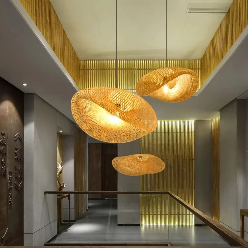 

Modern retro minimalist design home woven chandelier handmade wicker rattan bamboo chandelier
