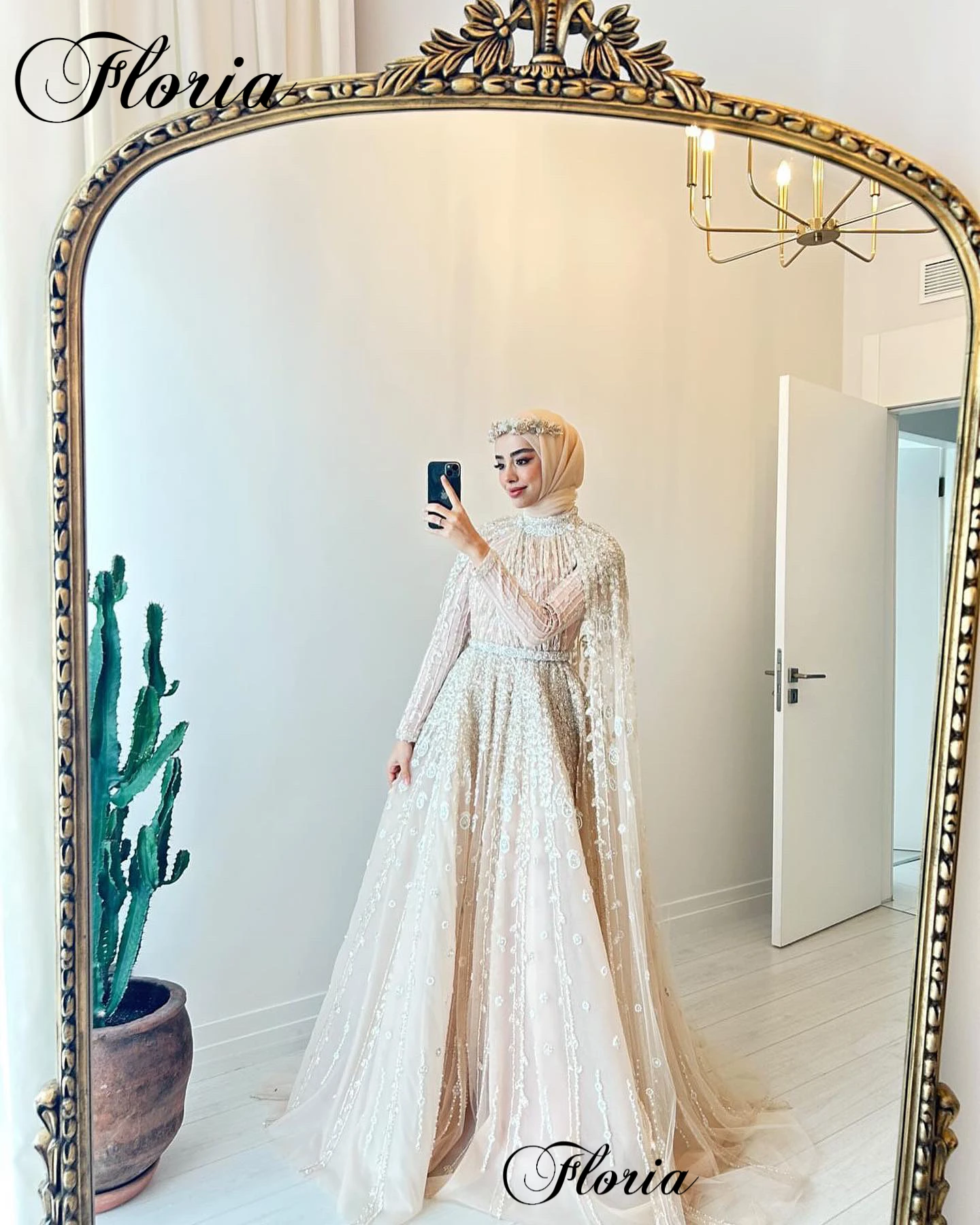 Elegant Muslim Beaded Celebrity Dresses For Women Arabic Long Sleeves Evening Gowns Vestidos De Noche Grand Prom Party Dresses