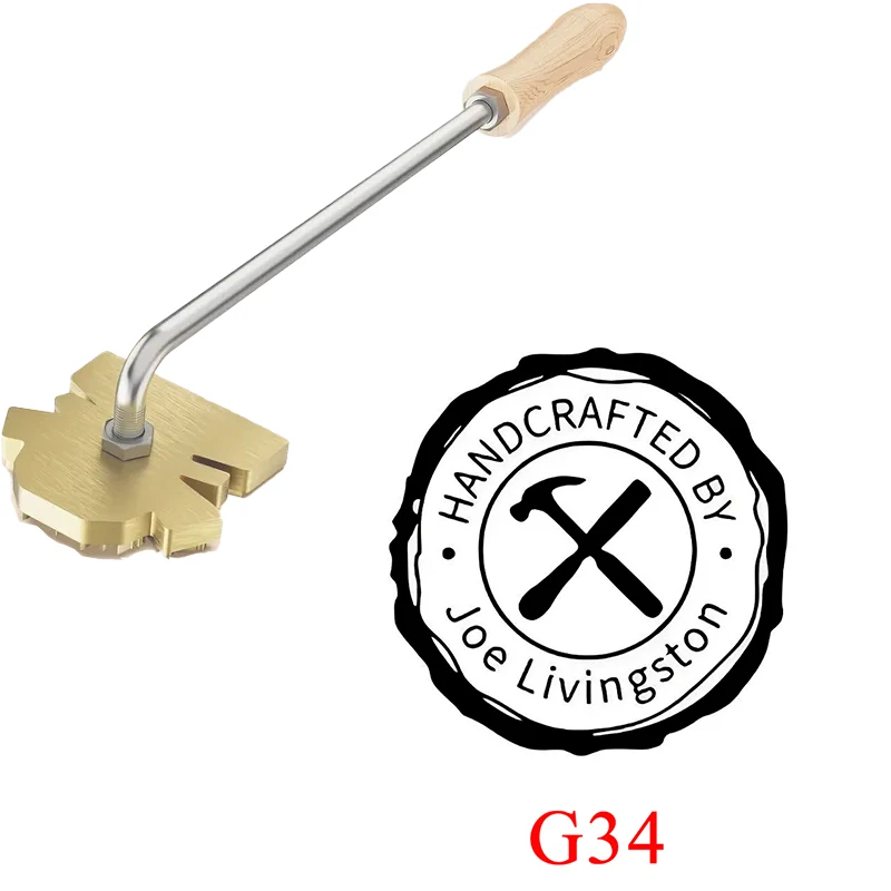 Aangepaste brandende ijzeren stempel DIY LOGO verwarming messing embosser zegels met handvat voor hout leer cake hamburger bruiloft feest ambacht