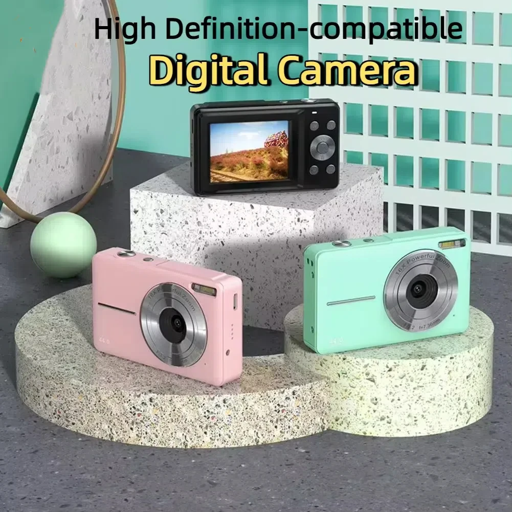 

Цифровая камера, детская камера с 16-кратным зумом, компактные камеры, 44-мегапиксельная камера 1080P для начинающих, фотографии, путешествий, видеоблогов ﻿ 2025