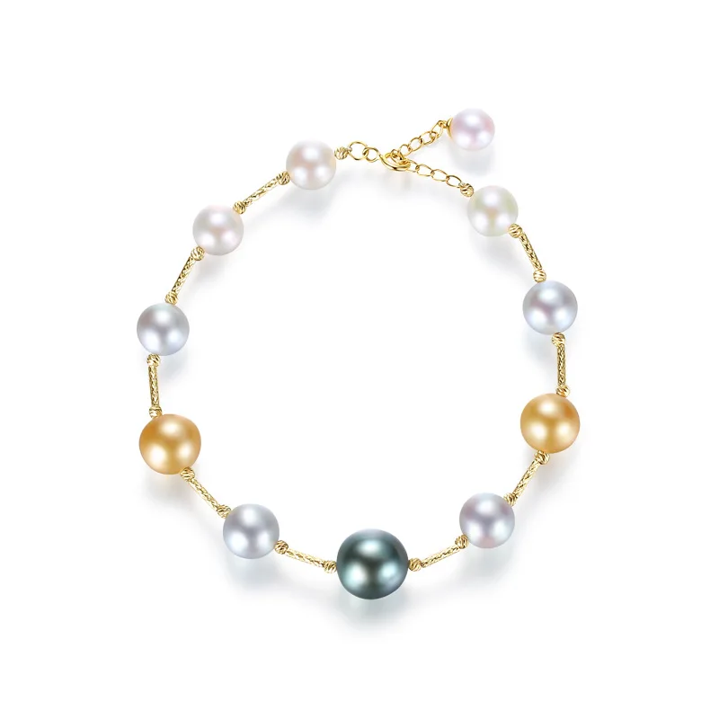 

NYMPH Fine Jewelry Pure 18K Gold Natural Freshwater Pearl Bracelet Original Design Brand Trendy Gift For Women S569