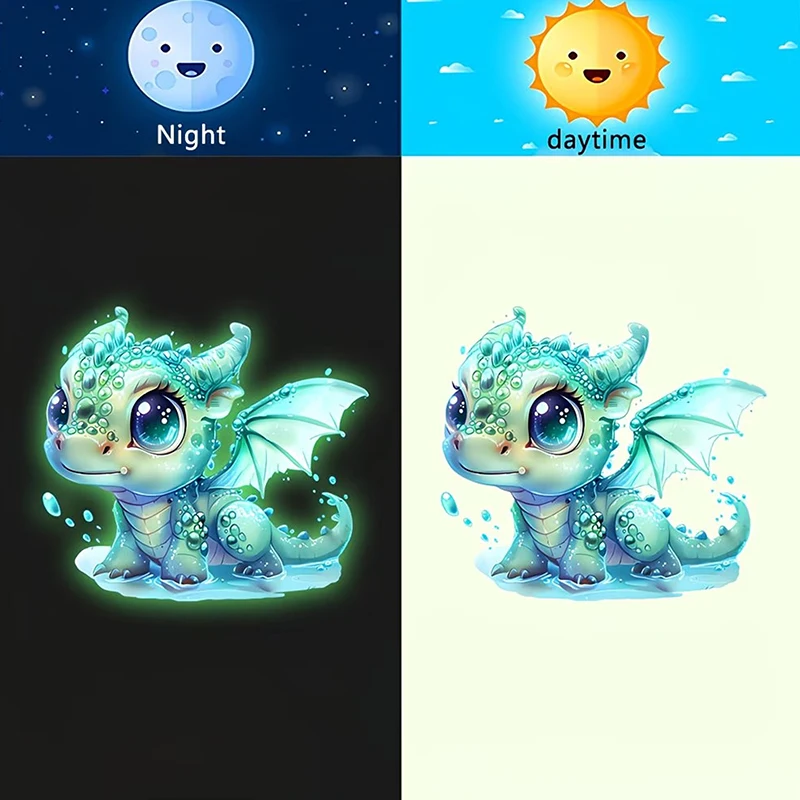 ~New Sale Fluorescent Blue Dragon Wall Sticker Glow-in-the-Dark Toilet Sticker Self-Adhesive Removable Home Bathroom Decor
