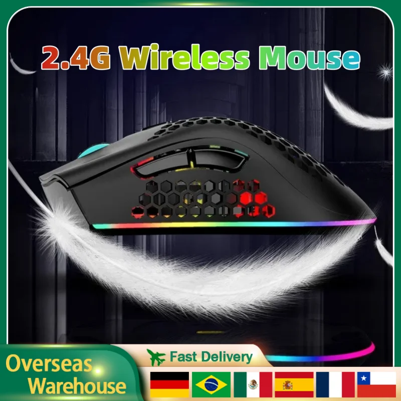 

Wireless Mouse 2.4G Mice Gamer RGB Light Honeycomb Gaming Mouse Rechargeable USB Desktop PC Computers Aouse Laptop Cute Mouse