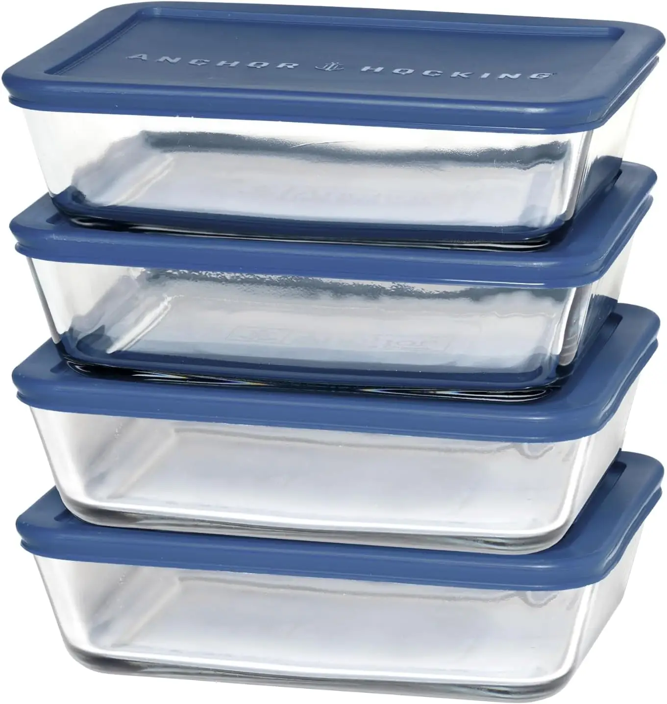 

SnugFitTM Rectangular Food Storage Containers with Lids (4-Piece, 6-cup, Navy Blue, oven-safe)