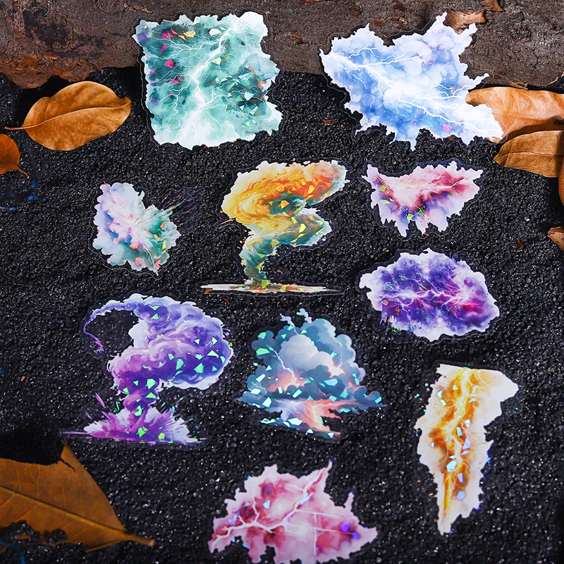 JIANQI 10pcs/pack Lightning tornado Stickers Junk Journal Creative Stationery DIY Deco Stickers Scrapbooking Supplies