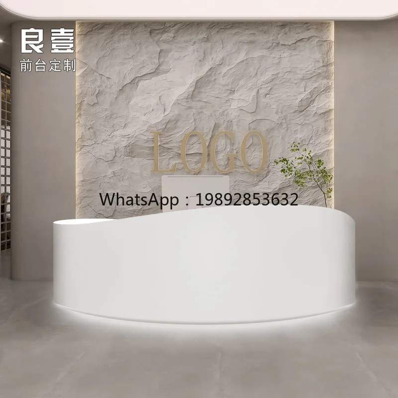 LYY Simple Arc-Shaped Wedding Dress Shop Lacquered Cashier Counter Clothing Store Small Bar Beauty Front Desk Reception Desk