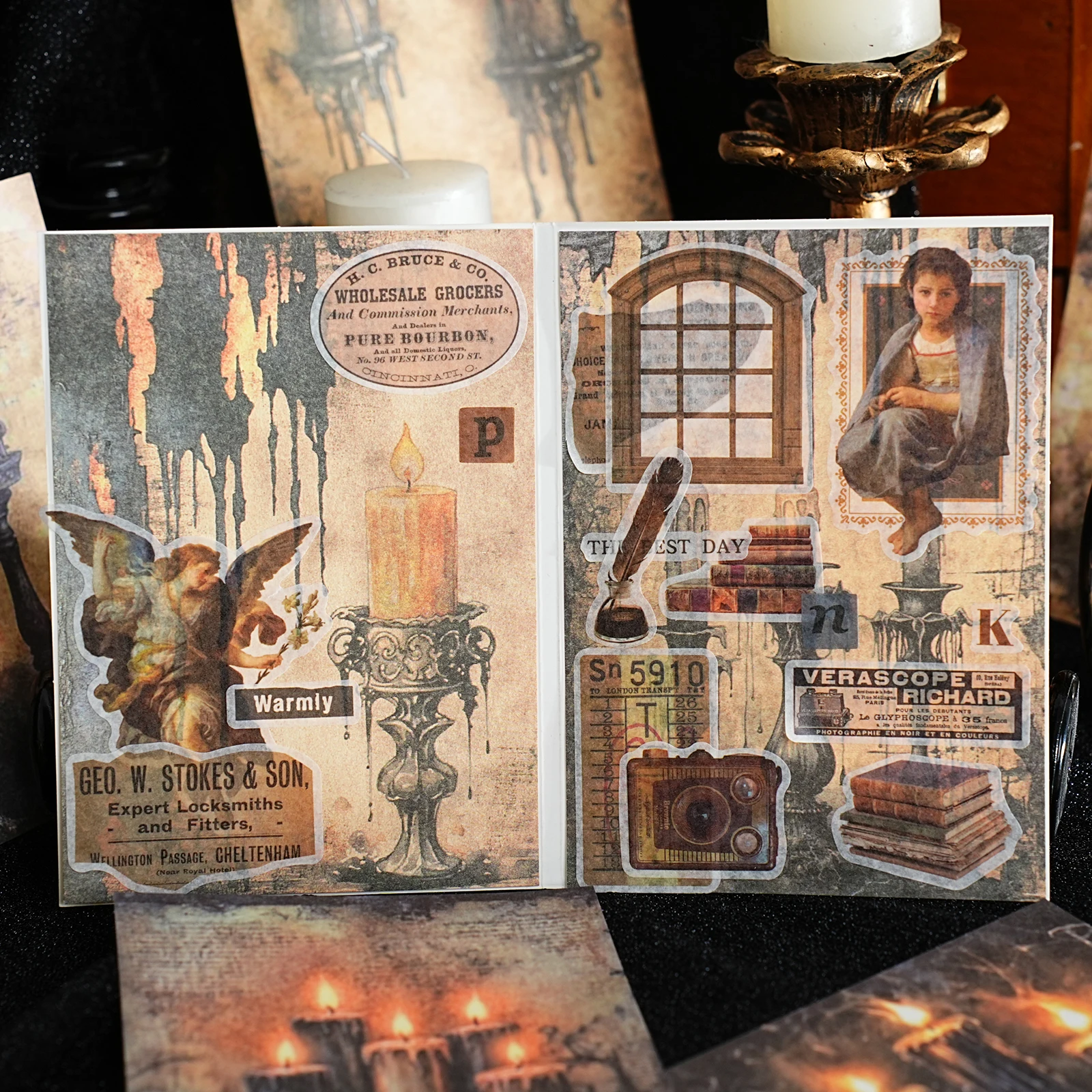 Etori Life Dancing in the Dark Series Retro Horror Castle Theme Material Book DIY Handmade Scrapbook, Photo Album, Wallpaper, Poster Album, Envelope Sealing, Party Decoration, Student Stationery, DIY Crafts, Gift Paper Bag, Small Gifts