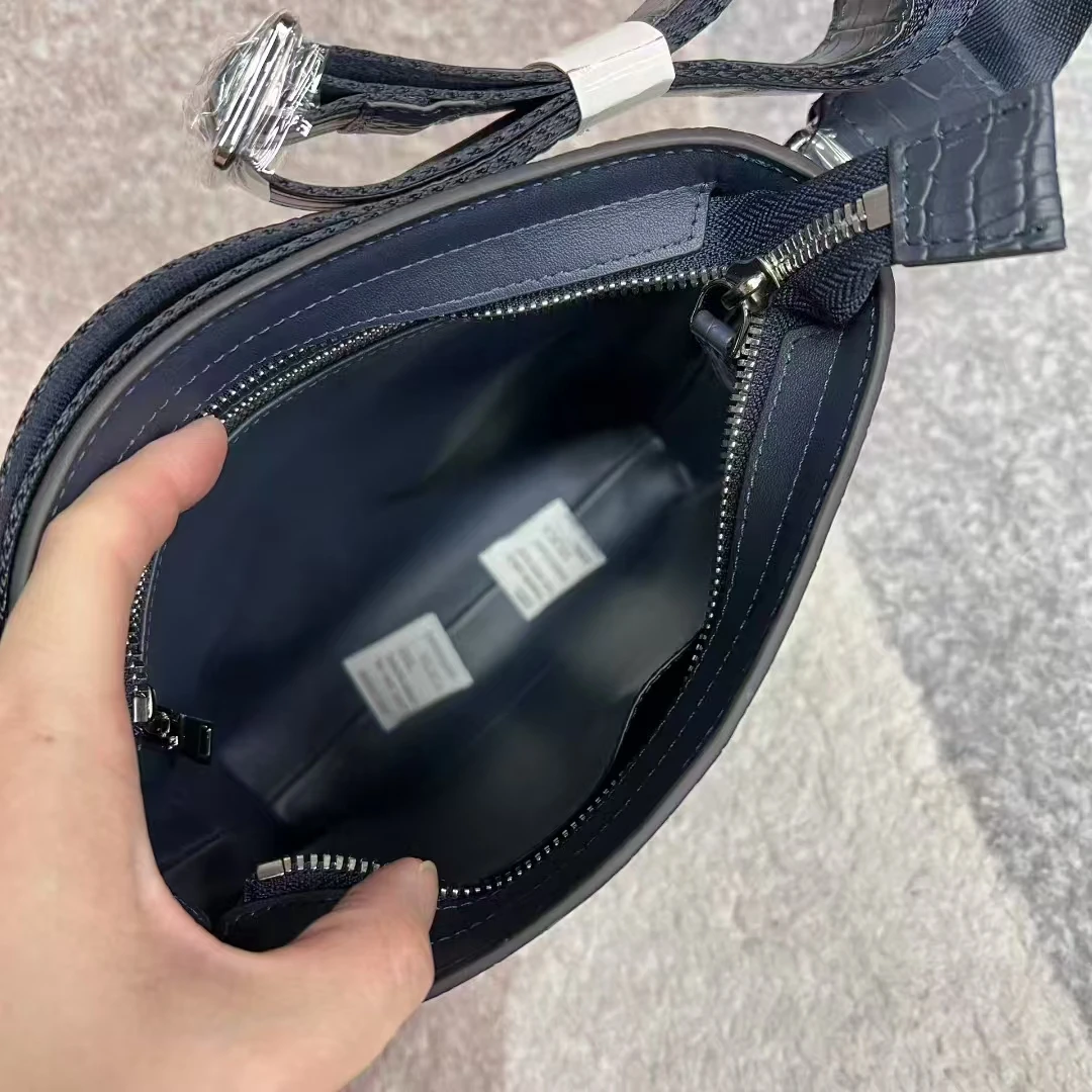Colore blu scuro Qualità di lusso 100% vera pelle di coccodrillo borsa a tracolla da uomo in vera pelle di coccodrillo borsa a tracolla in pelle di alligatore